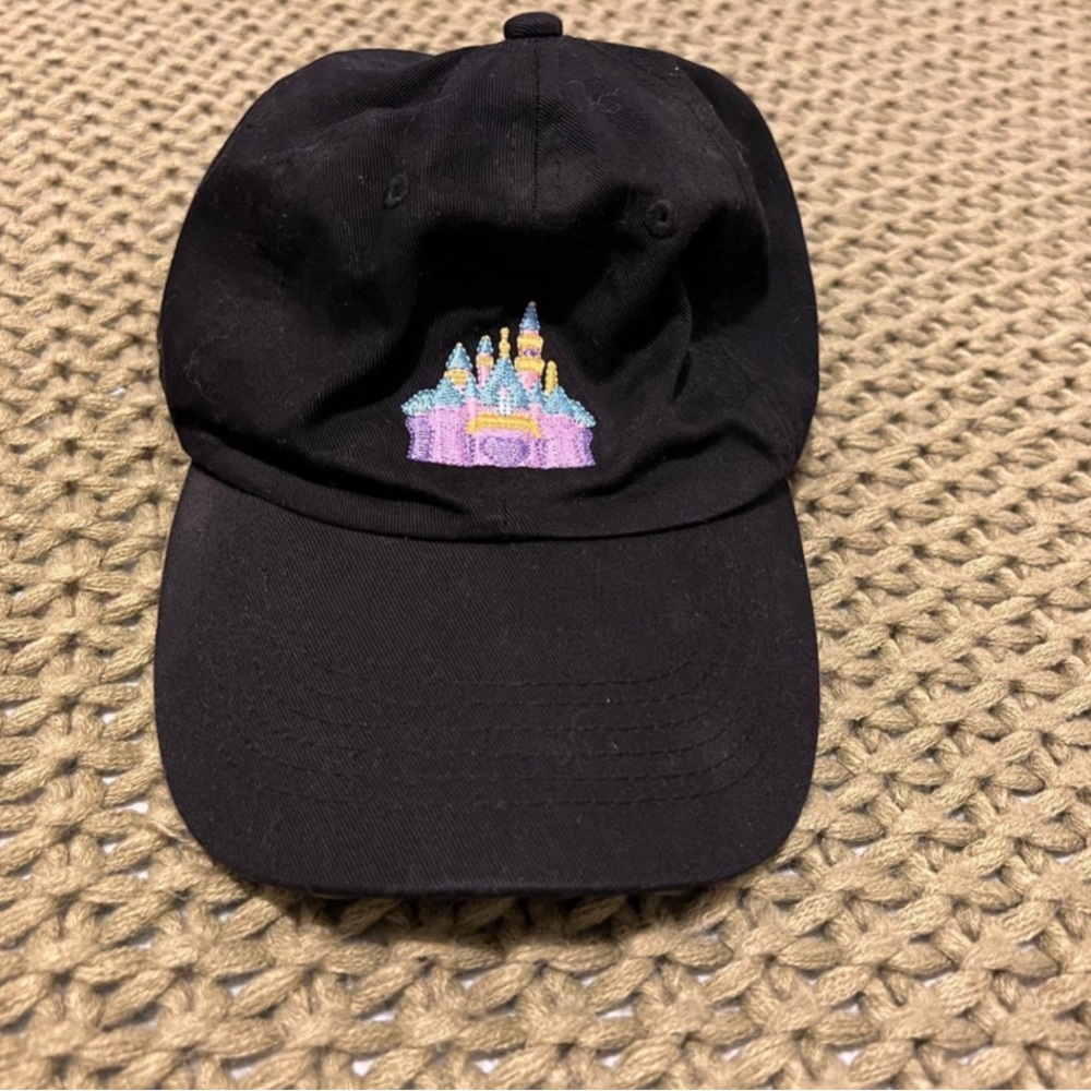 Black Cap with Colorful Castle Embroidery